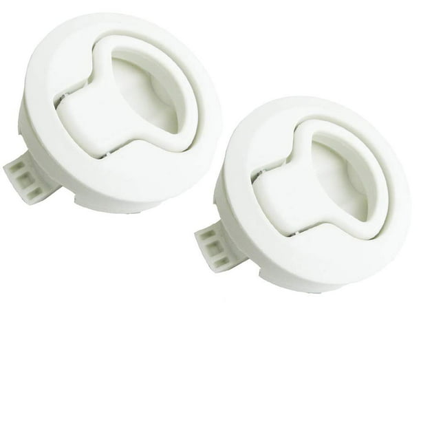 Flush Slam Latch Hatch 2 Flush Pull White Plastic Round Latch Door Cabinet Hardware for Boat and RV Pack of 2